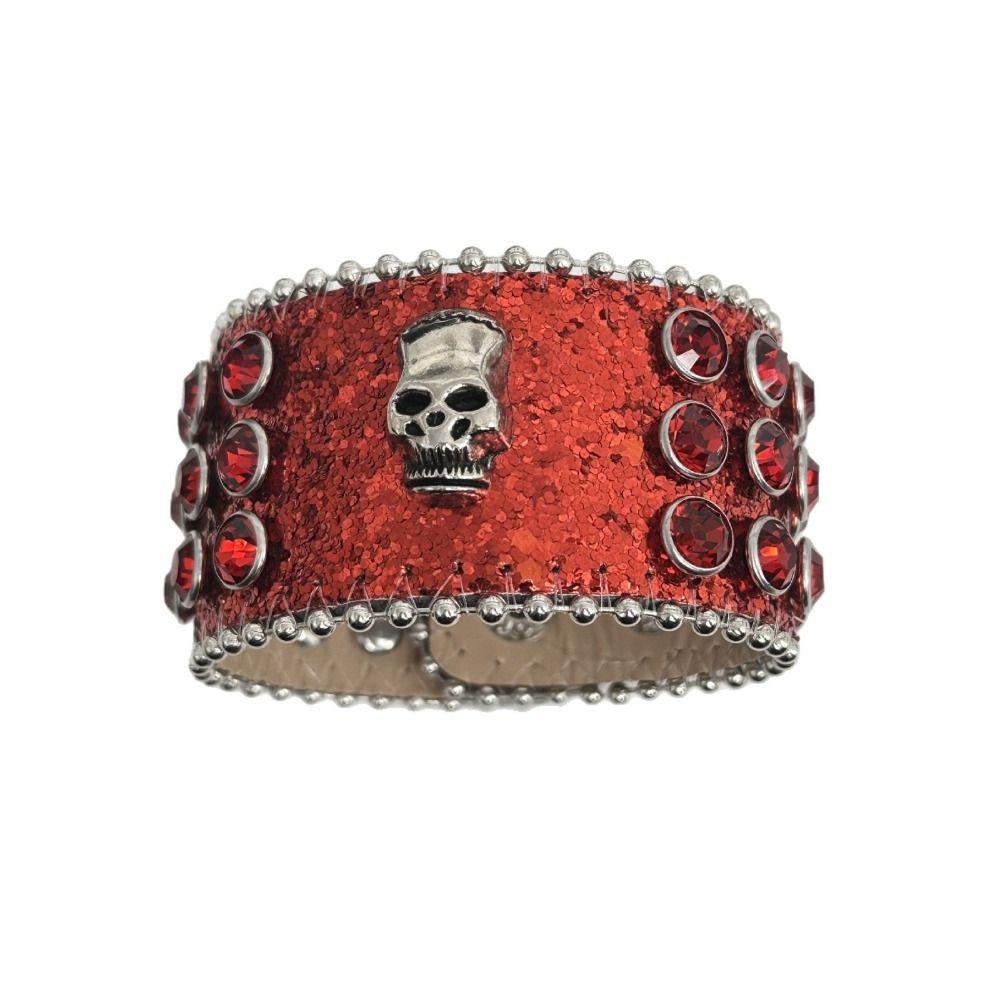 Hip-Hop Pu Leather Bracelet Adjustable Cross Bangle Shiny Rivet Cuff  Jewelry Accessories