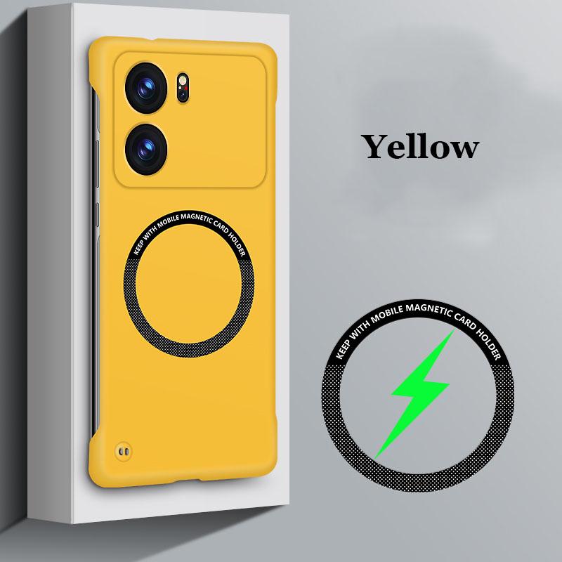 

Безрамный матовый магнитный чехол для ПК для Oppo K12 Plus K10 Pro автомобильный адсорбционный противоударный чехол-корпус K12 Plus жёлтый