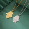Jeshayuan NEW Hamsa Hand of Fatima Pendant Necklace For Women Jerusalem Hebrew Stainless Steel Men Necklaces Party Jewelry Gift