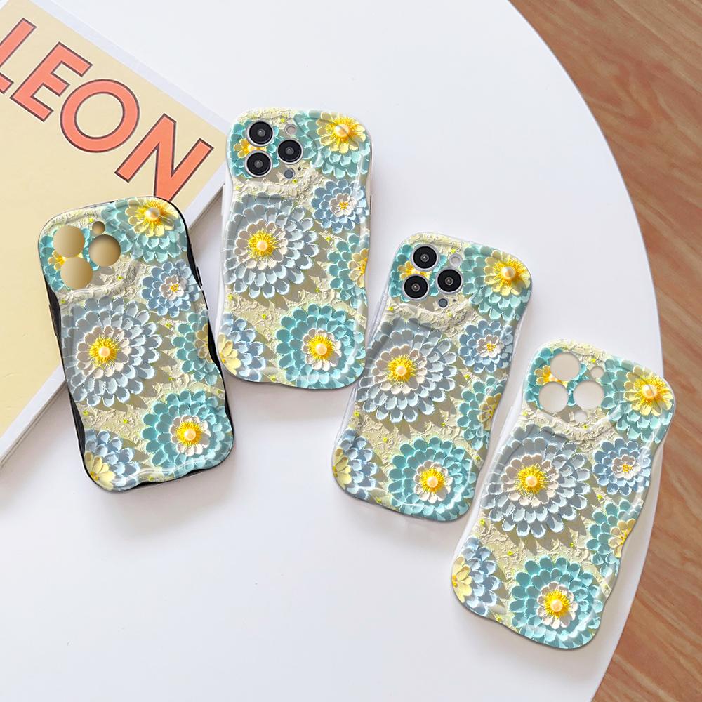 Roztomilý kreslený vzor s krémovou texturou Pouzdro s vlnitým okrajem, měkký silikonový kryt, pouzdro na telefon OPPO Reno Realme