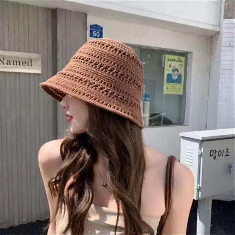 2025 Summer Hollow Fisherman Hat, Women'S Breathable Hat, Thin Sun Hat, Hollow Bucket Hat, Fashionable Basin Hat Bucket Sun Hat