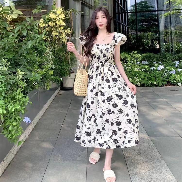 2026 Super Fairy Mori Dress Summer New Small Flying Sleeves Sweet Temperament Gentle Wind French Floral Medium and Long Dress