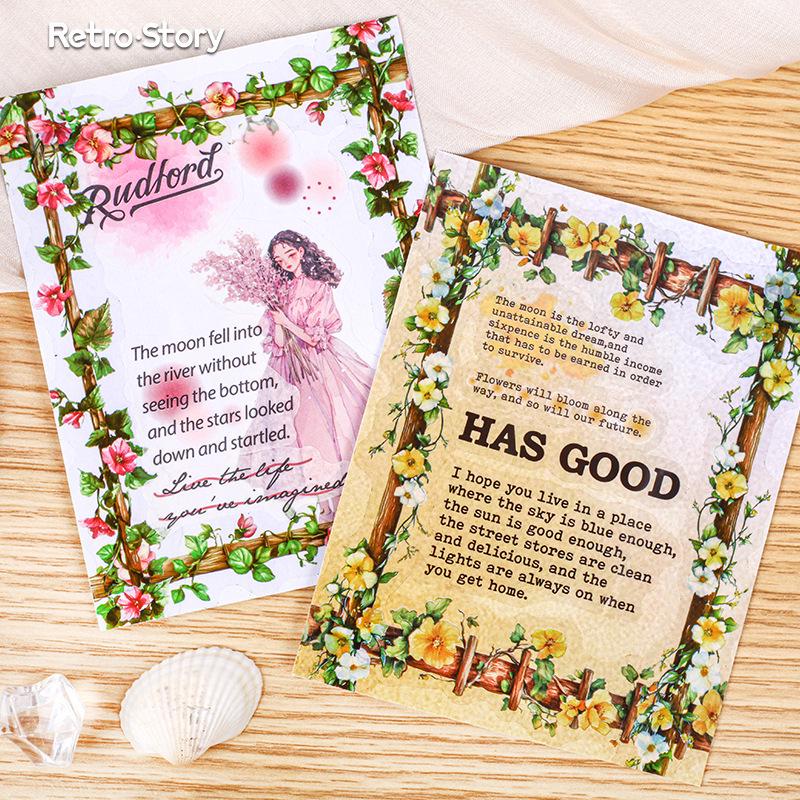 RetroStory Pastoral Flower Terrace Stickers for Journals - Creative Children's Decorative Scenery