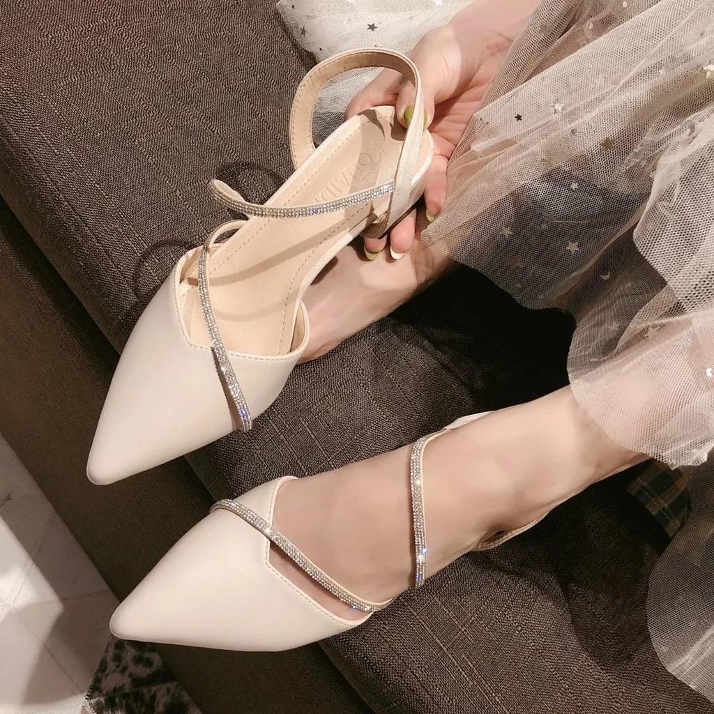 luxury Women's Sandals 2024 Spring and Autumn New All-match Rhinestone Chunky Heels High Heels Women Pumps Shoes Sandal Female