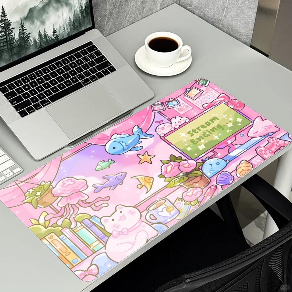 Cute Kawaii Cloud Bottle Large Extended Mouse Pad Non Slip Rubber Desk Mat For Gaming Laptop Keyboard Office Desktop Decor