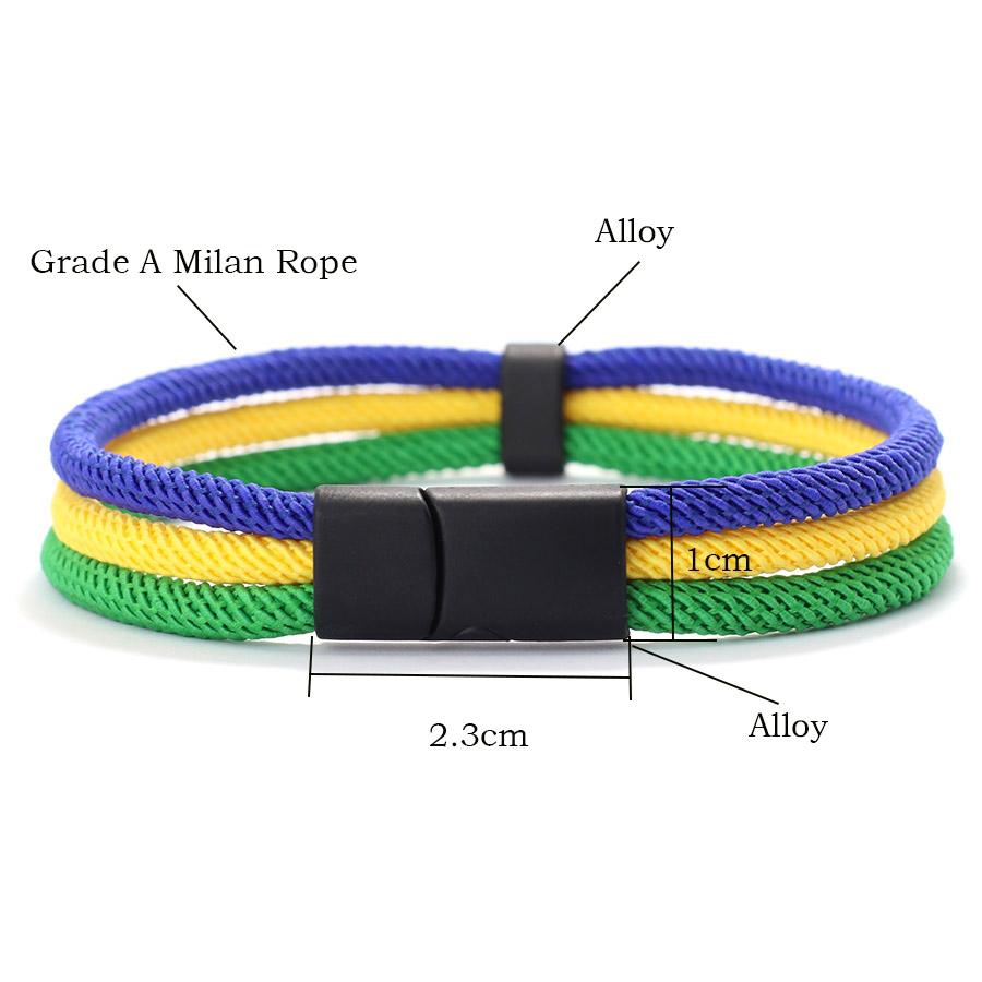 Multi Color Size National Flag Color Charm Bracelet Unisex Detachable Magnet Buckle Wrap Braslet Grade A 4mm Rope Braclet Joias