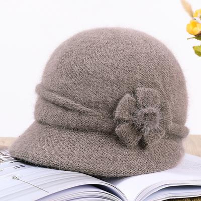 Knitted Rabbit Fur Middle Old Man Autumn Winter Old Man Hat Lady Winter Grandma Wife Warm Mom Hat Basin Hat