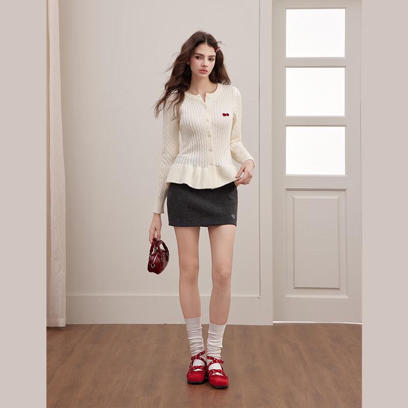 unifree Women's Slim-Fit Bow Embroidered Knit Cardigan