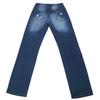 Womens Straight Fit Denim Jeans With Santa Appliqu Patch Distressed Ripped Detail