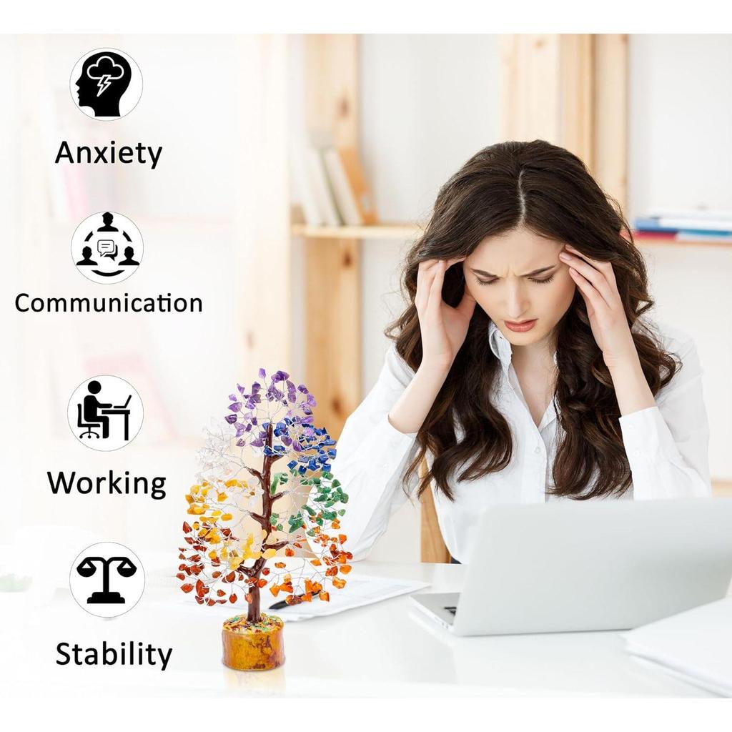 Seven Chakra Gemstone Tree for Chakra Balancing - Home Decor Showpiece - Gift for Women, Sister - Healing Crystal Bonsai for Positive Energy,