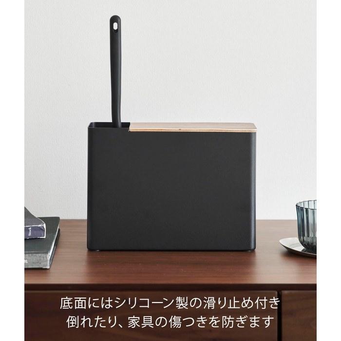 [Yamazaki] Handheld Wiper Stand with Replacement Mop Holder, Brown, W23.1 x D7.2 x H16.7cm, RIN, Holds 6 Replacement Mops, 1836