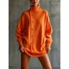 Women S High Neck Long Sleeve Knit Cardigan Sweater Loose Fit Winter Outerwear