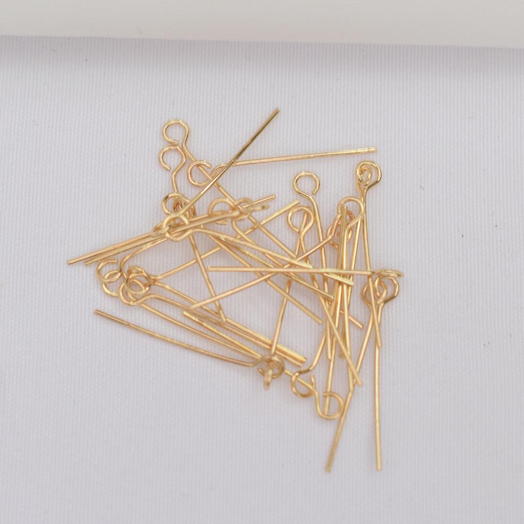 100pcs Color Retention 14K Gold Nine-Character Needle 9-Character Needle Round Head Needle Diy Handmade Bracelet Necklace Beaded Material Accessories