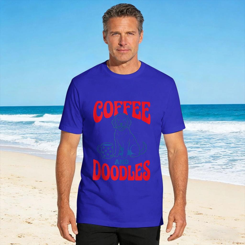 Coffee Doodles Retro Dog Lover Graphic T Shirt Hipster T Shirts Short Sleeve Y2k Fun Tops Beach Cotton Oversize Tees