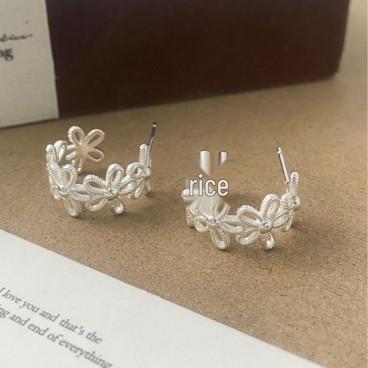 Exquisite Hollow Flower C-shaped Stud Earrings - Retro, High-End, Versatile Women s Accessories