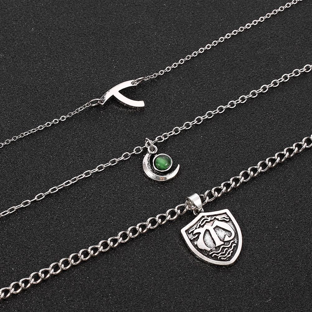 3-lagige Halskette für Damen Familienanhänger Halskette Mehrlagige Halskette Cosplay Schmuck Schlüsselbein