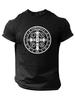 Orden des Hl.. Benedikt Kreuz & Medaille Design T-Shirt 100% Baumwolle Rundhals Kurzarm Sommer Lässig