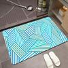 Blue  White Diagonal Stripe Bath Rug Bold Zigzag Block Design Non-Slip Washable Mat