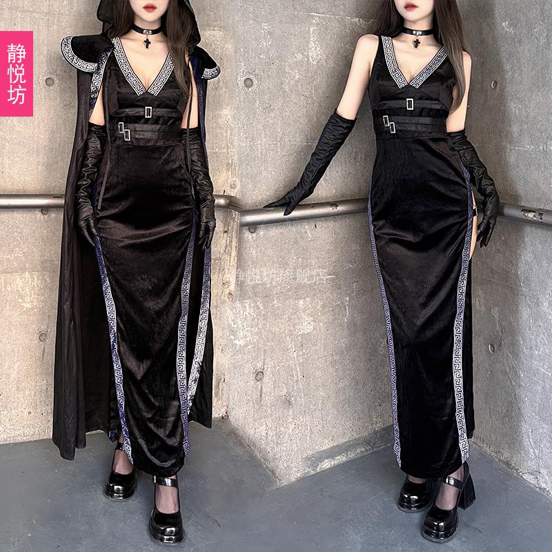 Halloween costume sexy witch costume dark European and American babes slim robe nightclub cosplay costume