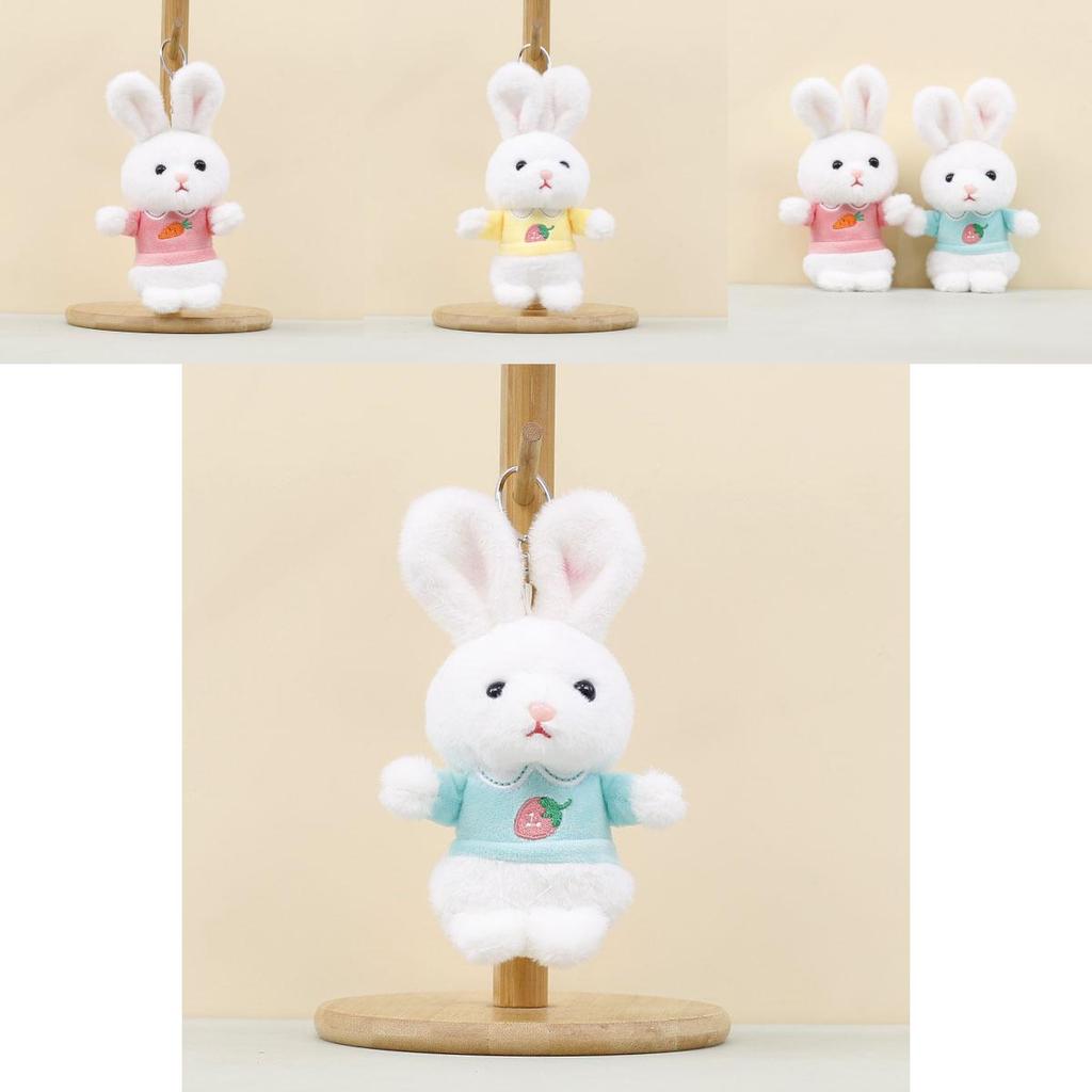 Cute Rabbit Plush Toy With Short Pile Fabric For Bag Decoration And Collection