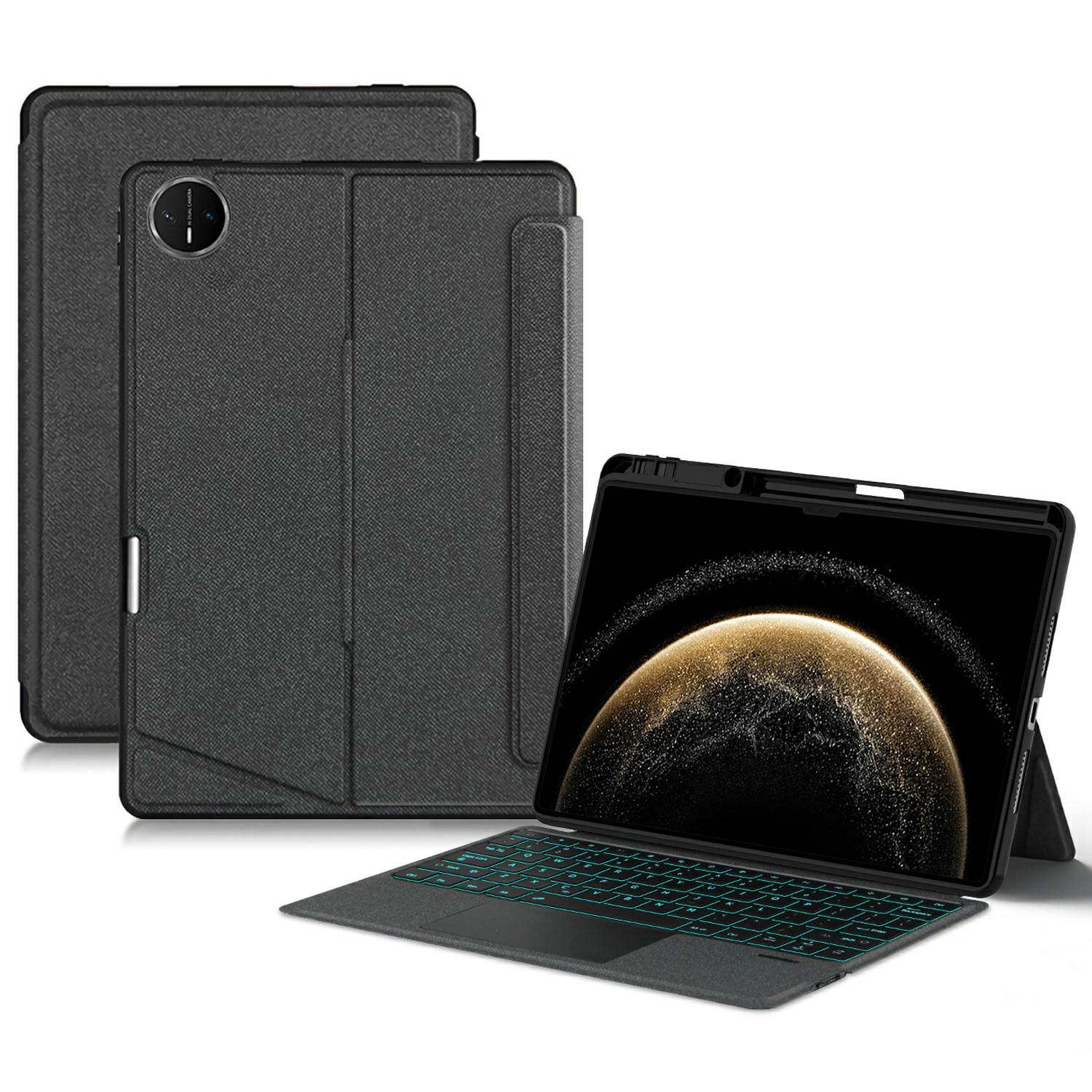 

For Huawei MatePad Pro 13.2 (2025) Leather Case+Bluetooth-compatible Keyboard with Backlight Trackpad A