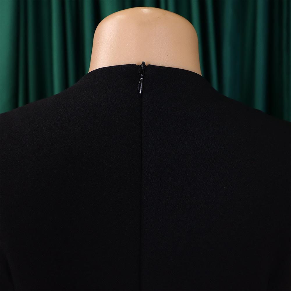 YYFS Dámská móda Jaro Podzim Barevný potisk s dlouhým rukávem POLO Neformální šaty s vysokým pasem