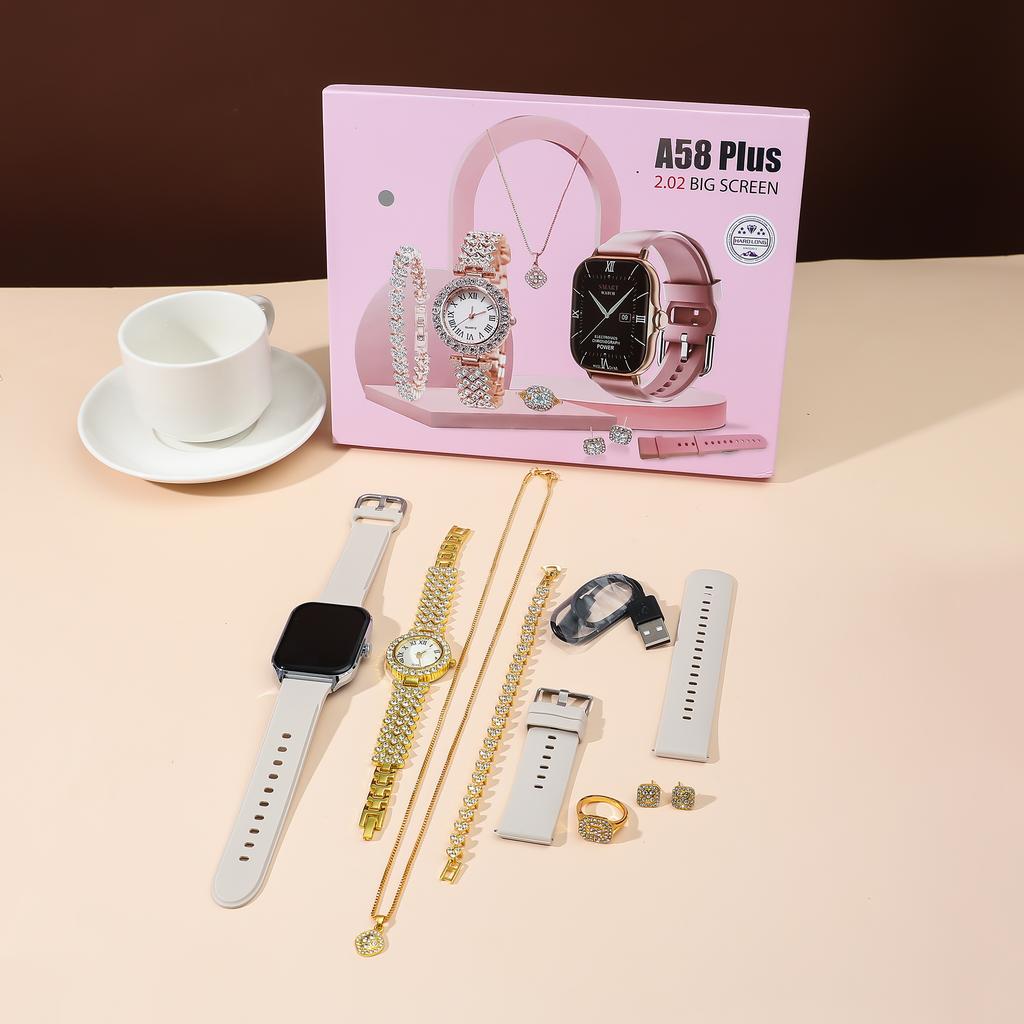 Cross-border bestseller A58 Plus smartwatch for women; small waist set with diamond inlay; step counter sports wristband.
