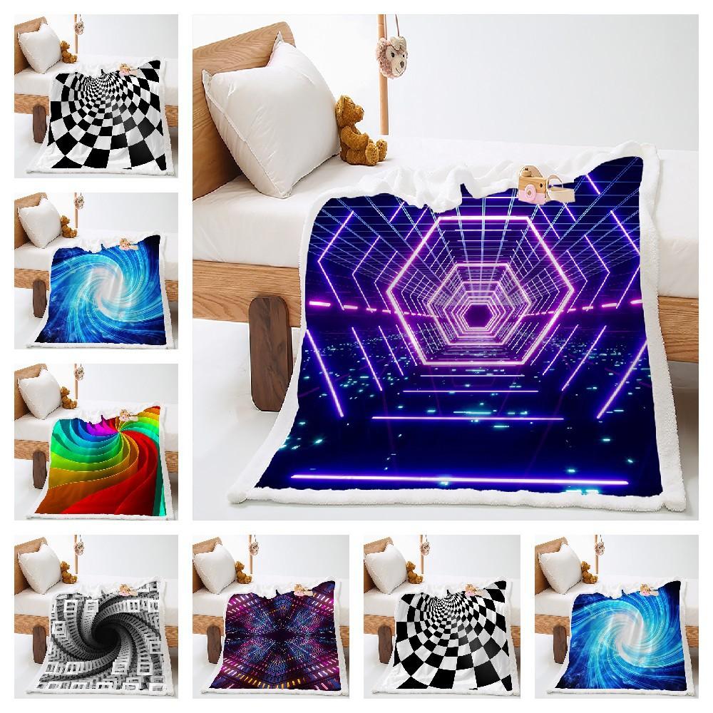 Blanket 2D Digital Printing Lamb Fleece Crystal Fleece 2D Magic Pattern Blanket Cover Blanket