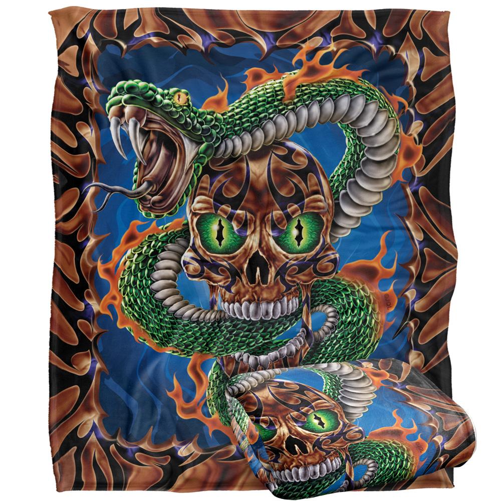 JQ Licensing James Piazza Silky Flaming Skull Supersoft Blanket