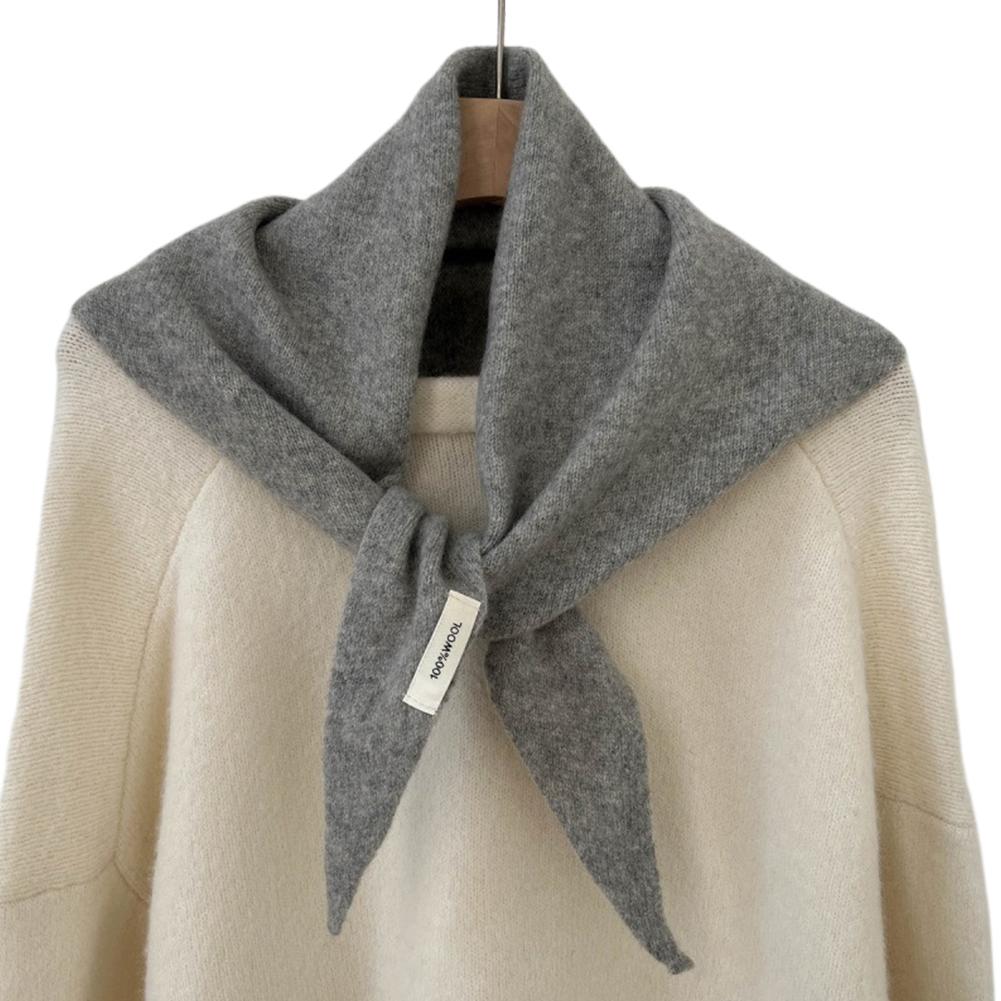 Solid Color Winter Korea Knitted Triangle Scarf Wool Warm Shawl Scarf Women Neck Protection Cashmere Scarfs Gifts