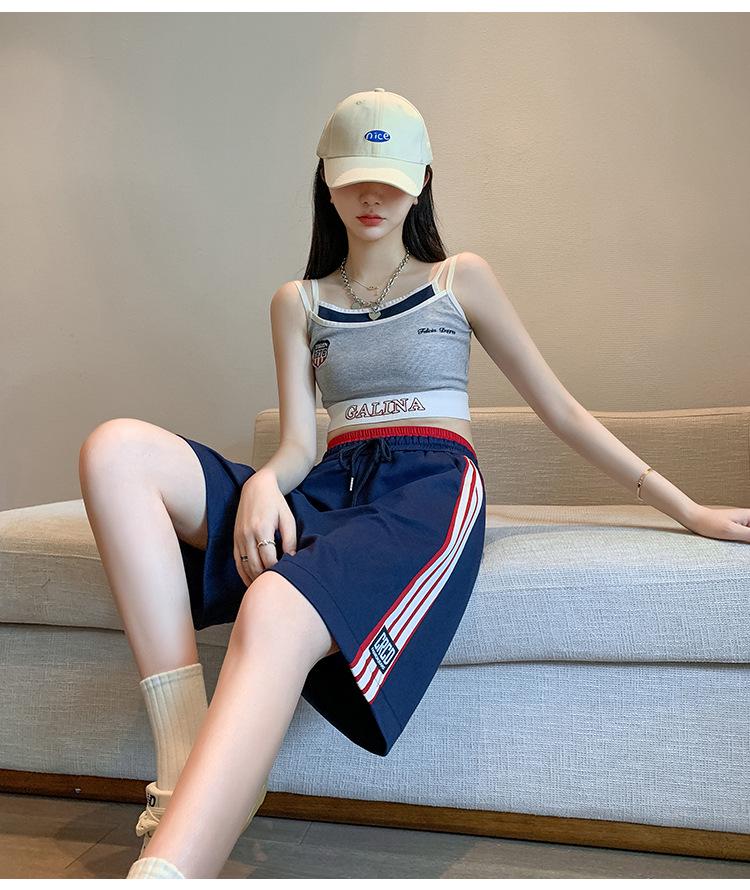 Women's High-Waist Striped Sports Shorts - Summer 2024 Trendy Loose Fit