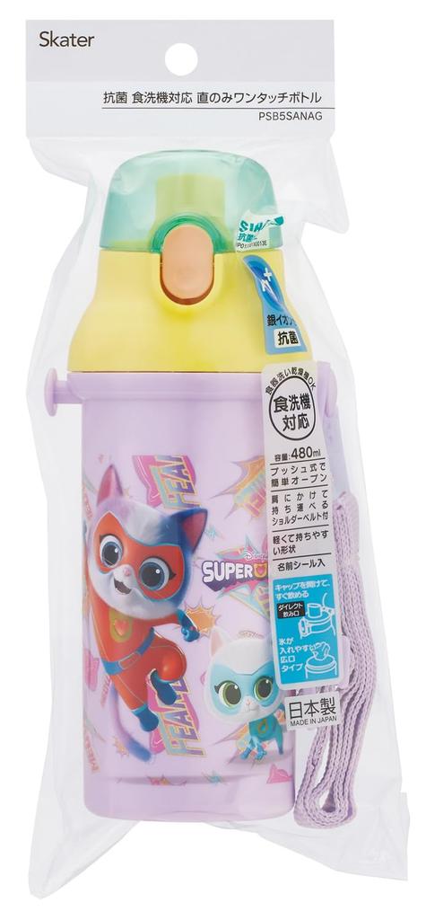 Skater Water Direct Dishwasher Made in Disney Super Kitty for Boys and Children's Bottle, 480ml, Drinking, Plastic, One-Touch Operation, Safe, Japan,