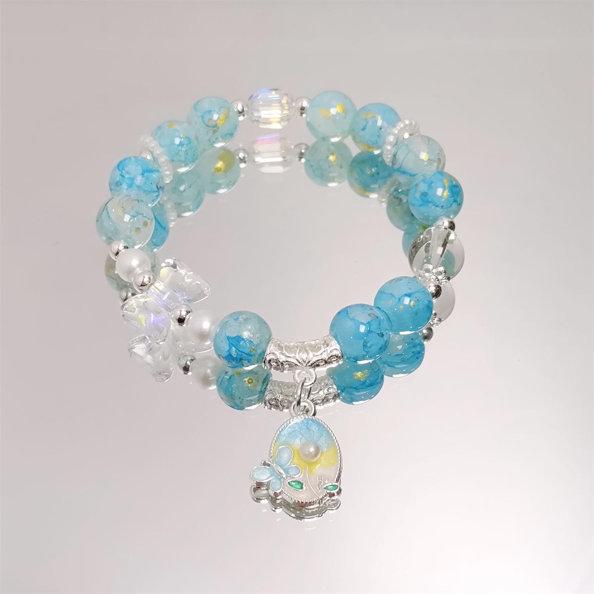 

Sweet Tulip Flower Bracelet, Super Beautiful Crystal Bead Necklace синій