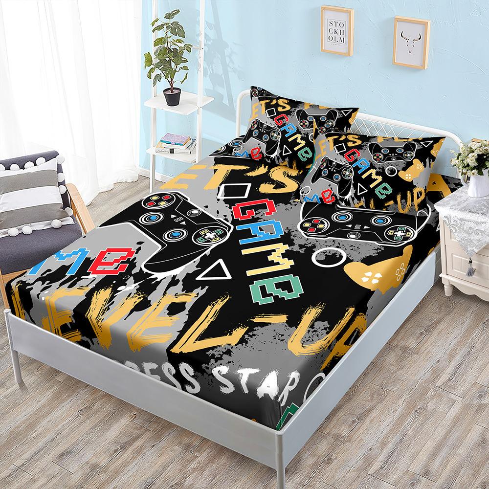 New Gamepad Gaming Sheet Bed Mattress Protector Gamer Bedding Elastic Fitted Sheet Kids Boys Bed Cover Twin Full Queen King Size