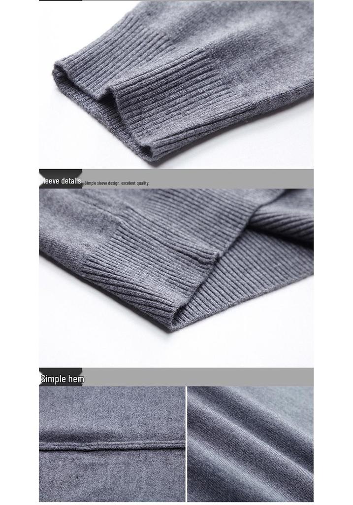 Pánský svetr Slim Fit s kulatým výstřihem - Jednobarevný ležérní pletený svetr s dlouhým rukávem
