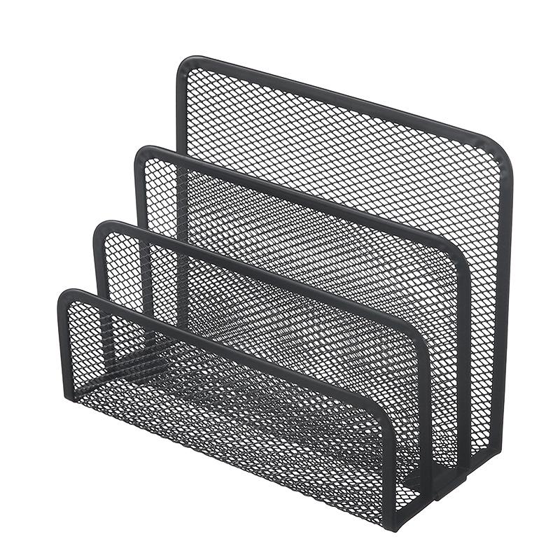 Three-Tier Iron Mesh Document & Letter Holder Rack