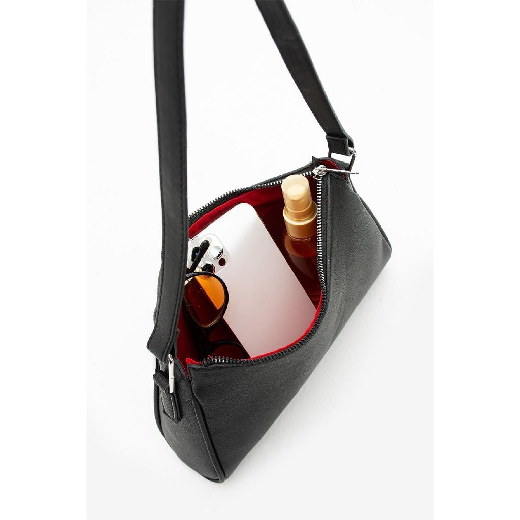 Women's Lined Zipper Closure Baguette Ring Handbag And Shoulder Bag