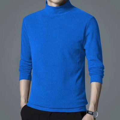 Men's Mid-neck Long-sleeve T-shirt: Casual, Versatile, Solid Color Turtleneck Sweater for Autumn and Winter