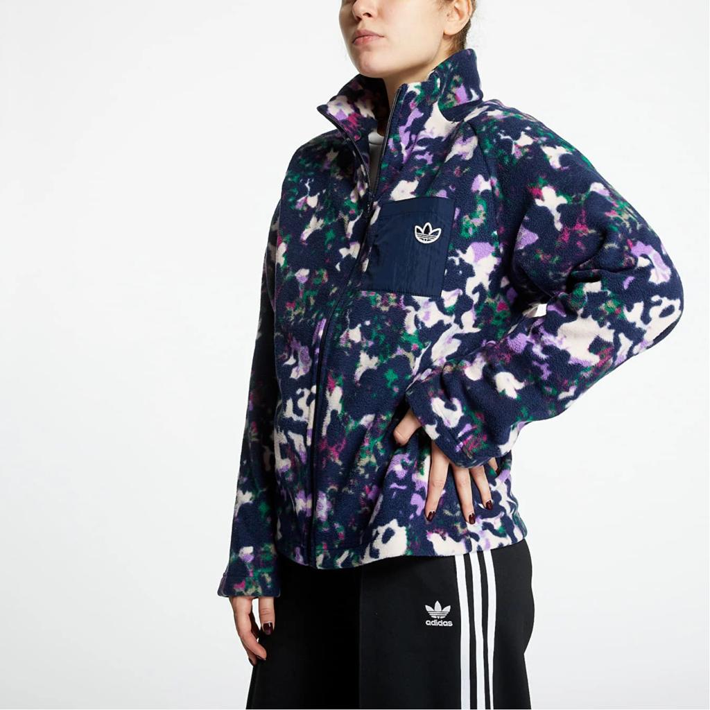 Adidas Originals Full Zip Fleece Soft Floral Long Sleeve Jacket Women Jackets Multicolor FU3797