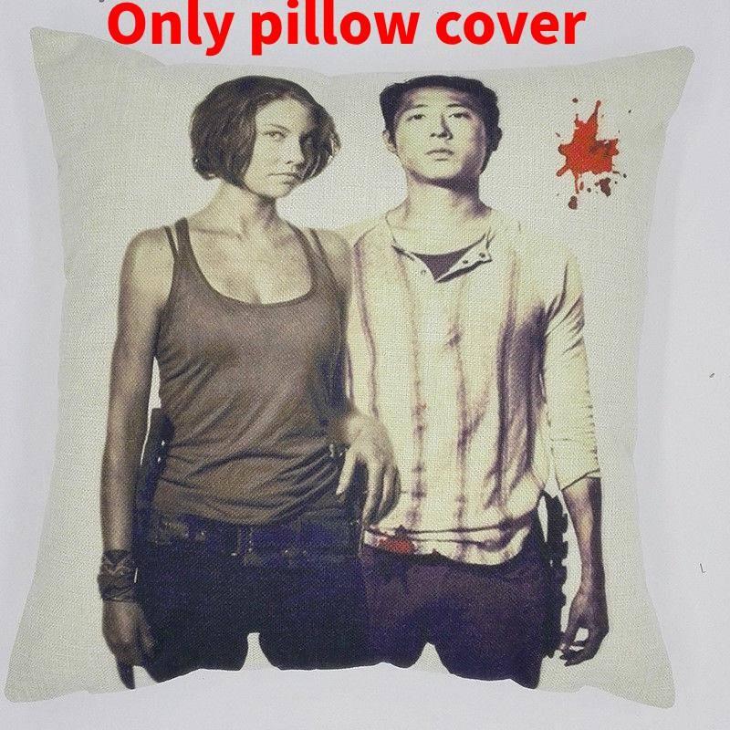 Premium Grey Linen Walking Dead Sofa Pillow Case For Fans Of Zombie Series 45x45cm