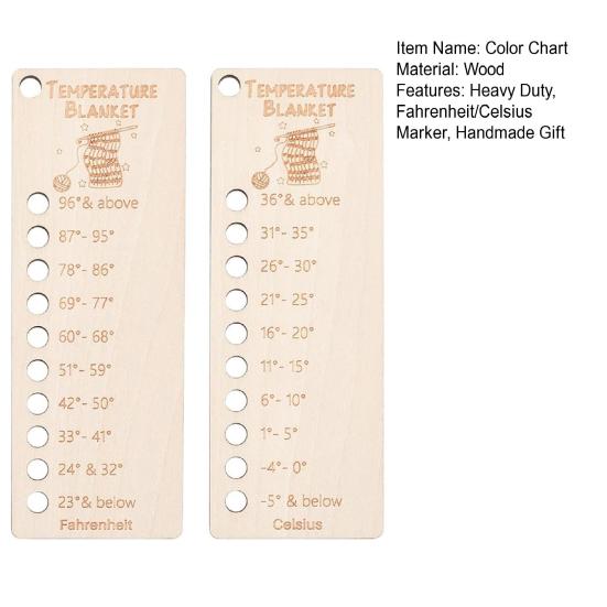 2Pcs Temperature Blanket Color Chart Knitting Crochet Projects Wool Organizer Blanket Planner Fahrenheit Celsius Wood Board Handmade Gift