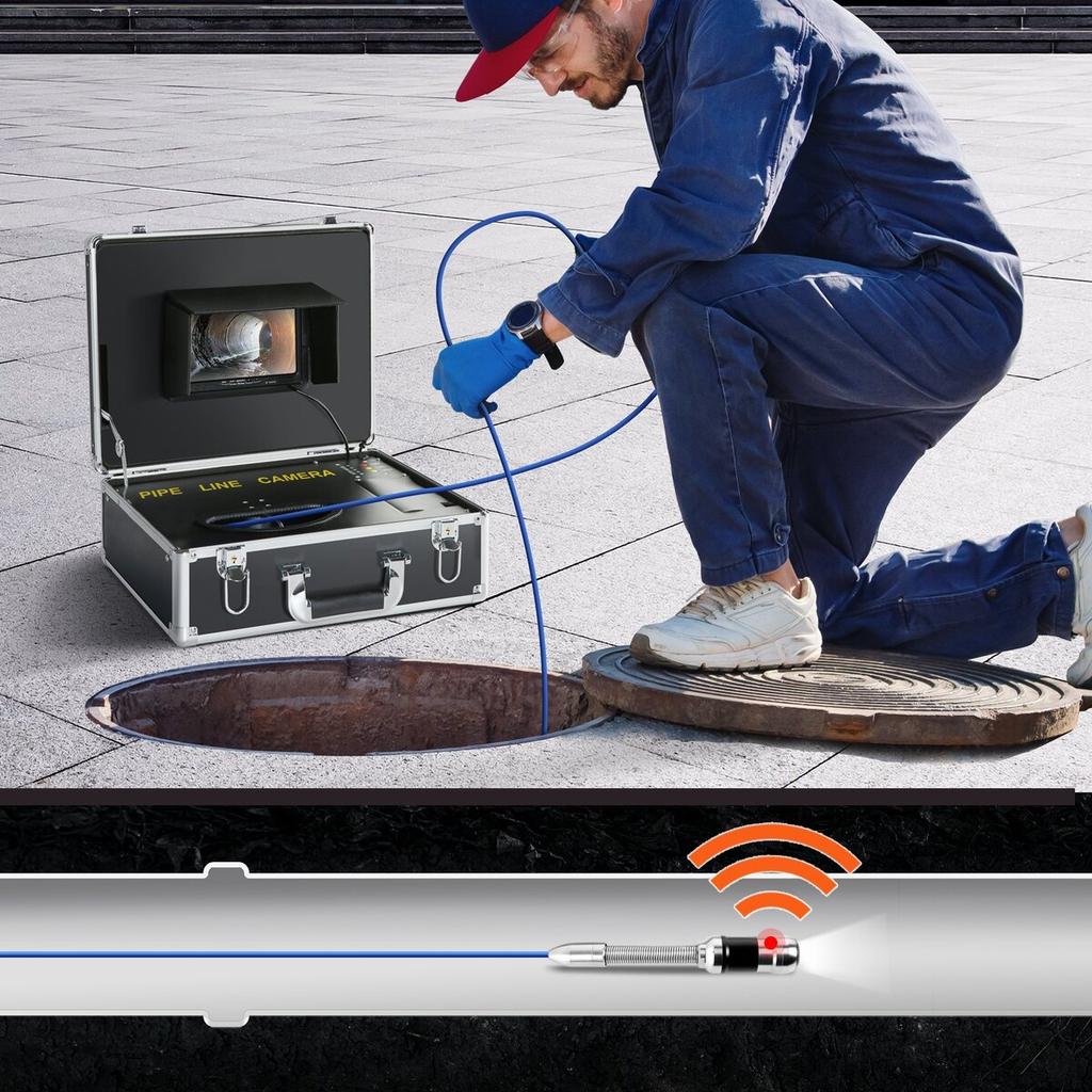 Sewer Camera Pipe Inspection Camera 7-inch Screen 1000TVL Camera 131ft