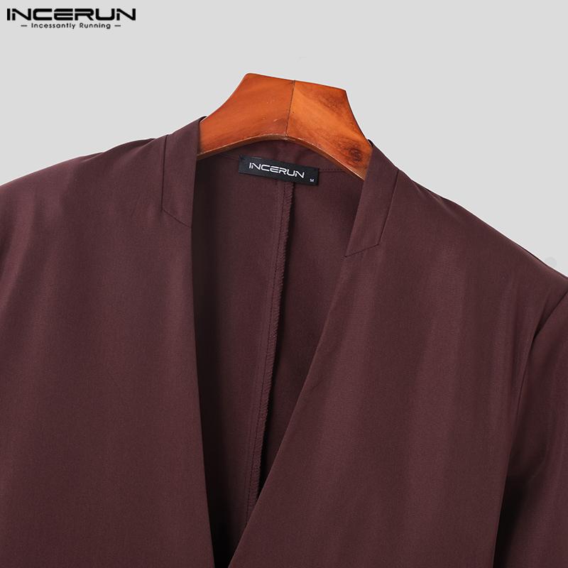 INCERUN Męska lekka marynarka w jednolitym kolorze z jednym guzikiem, marynarka biurowa