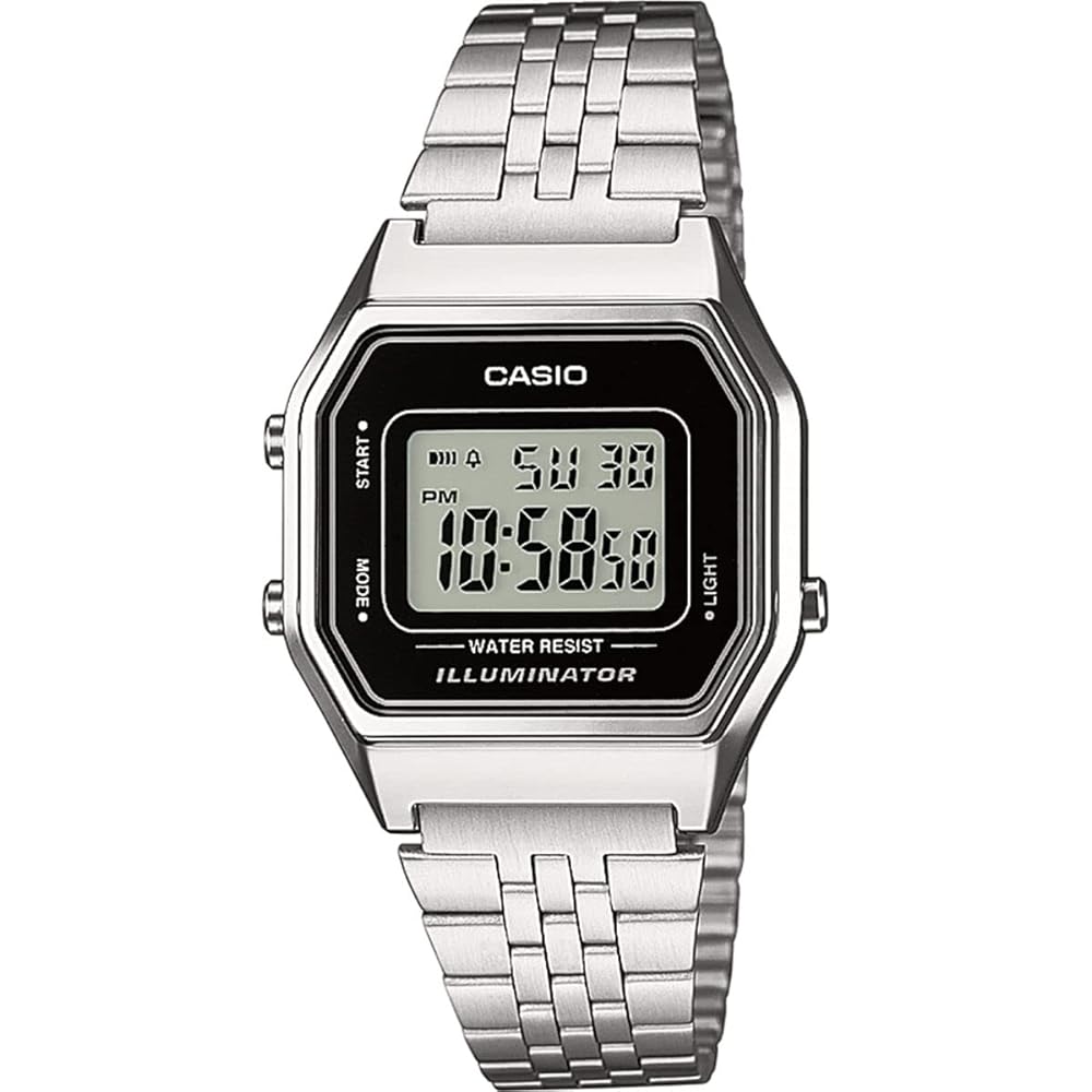 Casio Digital Watch Classic Design Water Resistant Stainless Steel Band
