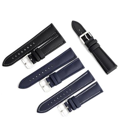 Uhrenarmband aus Kuh-Nylon für wasserdichtes Oxford-Gewebe, Schwarz/Blau, Herren-Leder, Canvas, Uhrenarmband, Gürtel, Metallschnalle, 18–24 mm