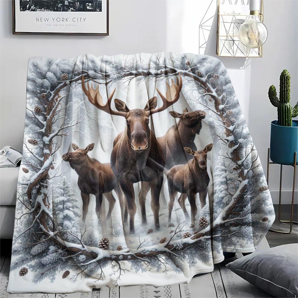 1Pc Cartoon Print Flannel Blanket, High Quality Comfortable for All Seasons, Home Decor, Warmth and Comfort, Perfect for Christmas Birthday Gift