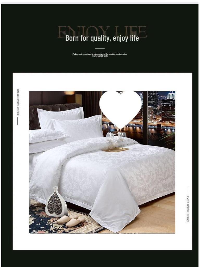 G5Z60 Pure Cotton Hotel Bedding Set - 3 or 4 Pieces (Duvet Cover, Bed Sheet, Fitted Sheet)