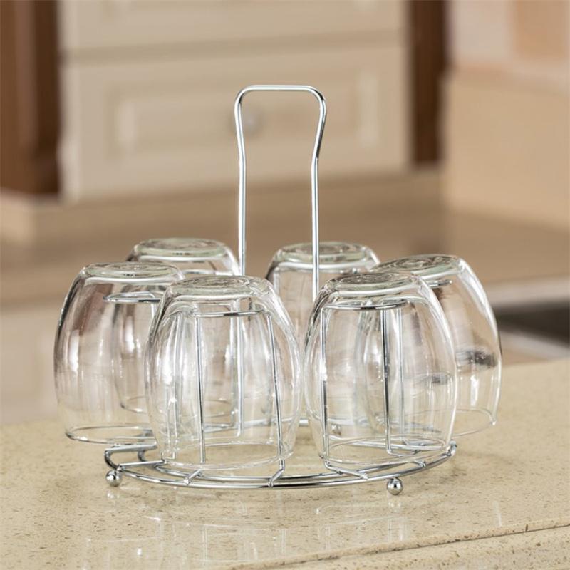 Metal Glass Cup Storage Rack For Water Mug Draining Drying Organizer Drain Holder Stand Useful Home Kitchen Supply