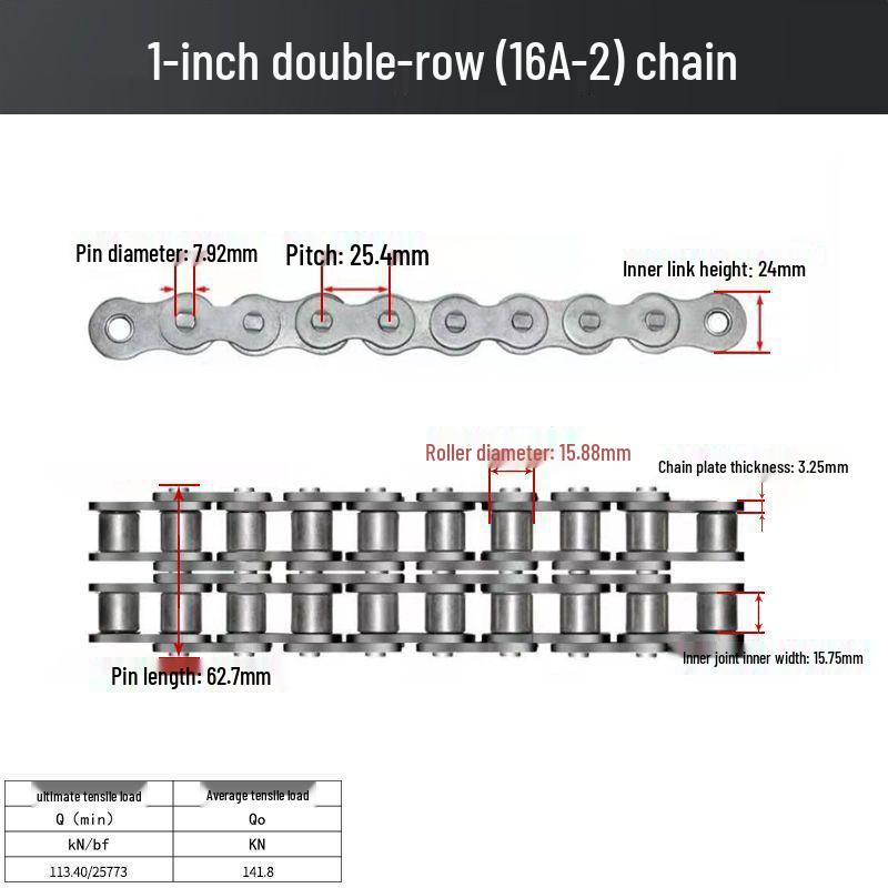 Double Row Industrial Transmission Chain with Single Row Sprocket for Large Chains