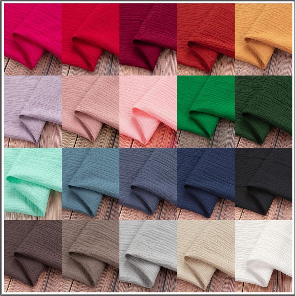 moonfarm Fluffy Double Gauze 20 Colors Solid 2m x Hypoallergenic Fabric, Available, Cotton, Approx. 1.4m Wide, Flexible, Lightweight, Quick-Drying,